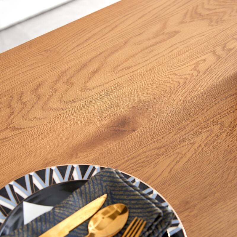 Rectangle MDF Dining Table With Metal Frame - Brown