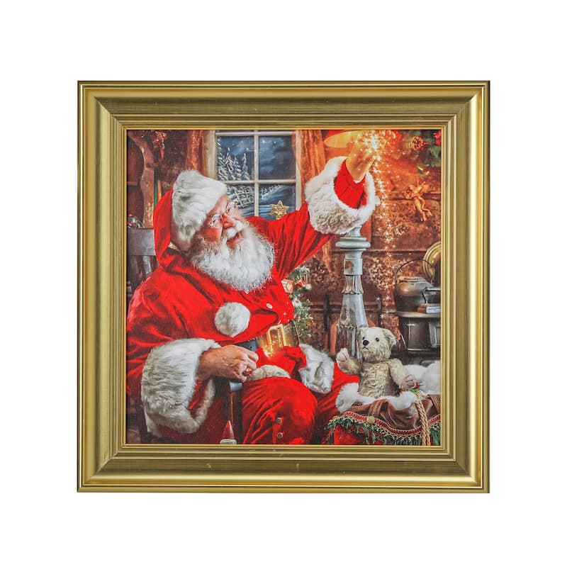 16"X16"Framed Santa Xmas Eve Painting - 16" x 16"