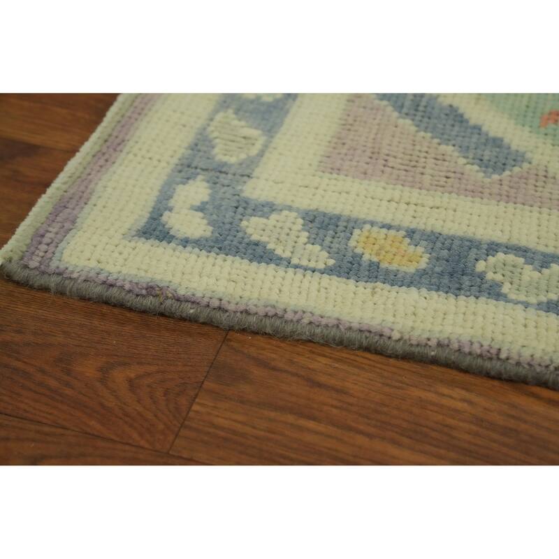 Vegetable Dye Wool Oushak Turkish Runner Rug 3x10 - 9' 10'' X 2' 11''