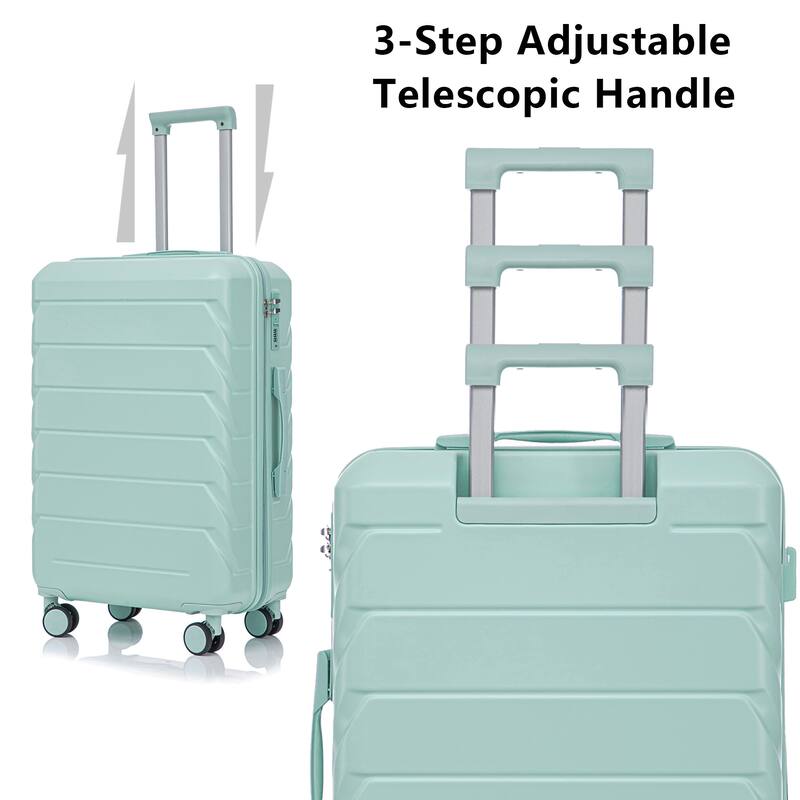 20"/24"/28" 3-Piece, Modern Luggage Sets with Retractable Handle and Combination Lock, for Boarding Travel, Mint Green