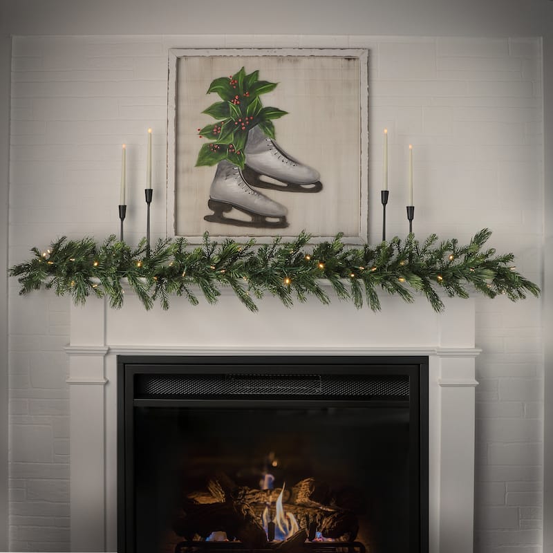 6' Led Deluxe Mix Pe Pine Garland - green