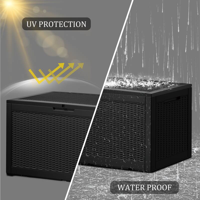 120 Gal. Black Resin Storage Deck Box for Outdoor Indoor,Lockable, waterproof, UV-resistant