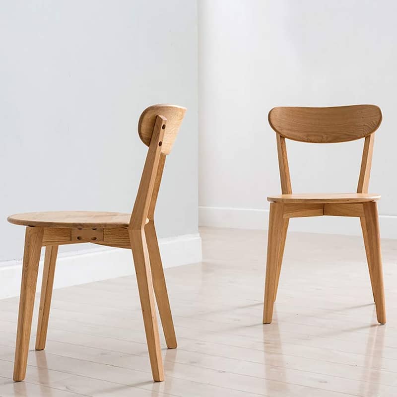 Wood Dining Chairs, Solid Oak Wood Chairs w/ Backrest & Seat