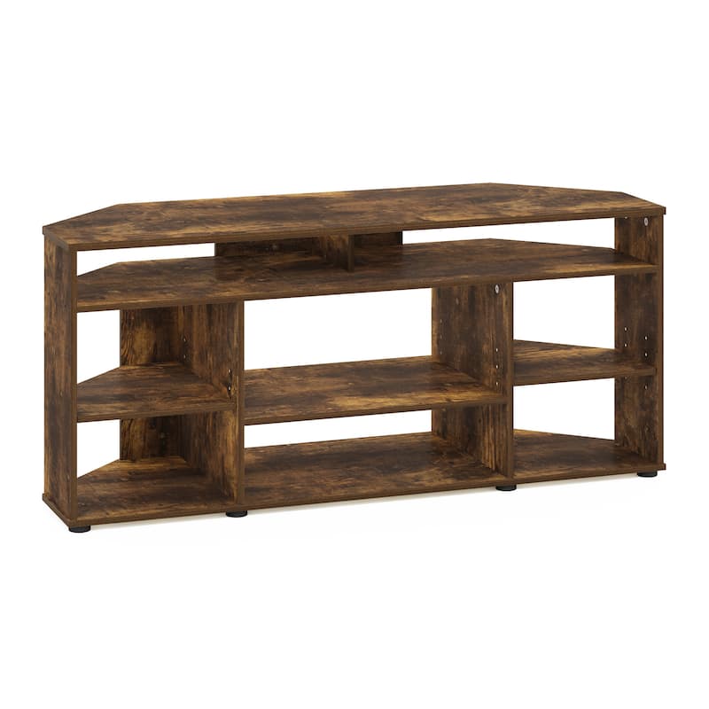 Furinno Jensen Corner TV Stand TV up to 55 Inches, Espresso - Amber Pine
