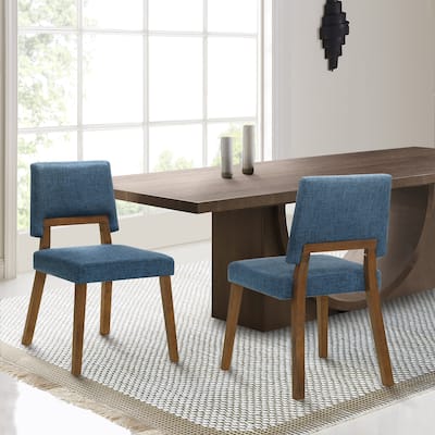 Channell Mid-Century Modern Upholstered Wood Dining Chairs - Set of 2