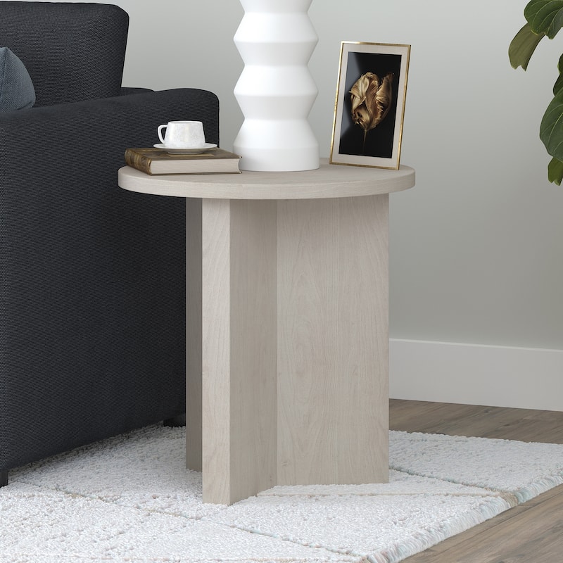 Anders 20" Wide Round Side Table - Alder White