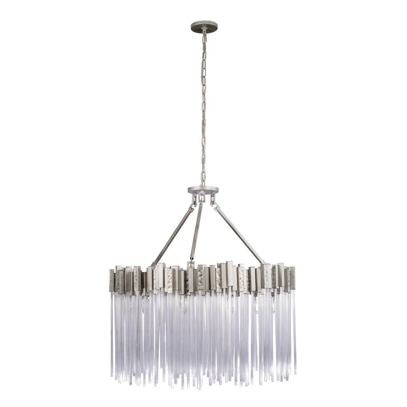 Varaluz 309P10 Matrix Recycled Steel and Fluted Glass 10-Light Pendant