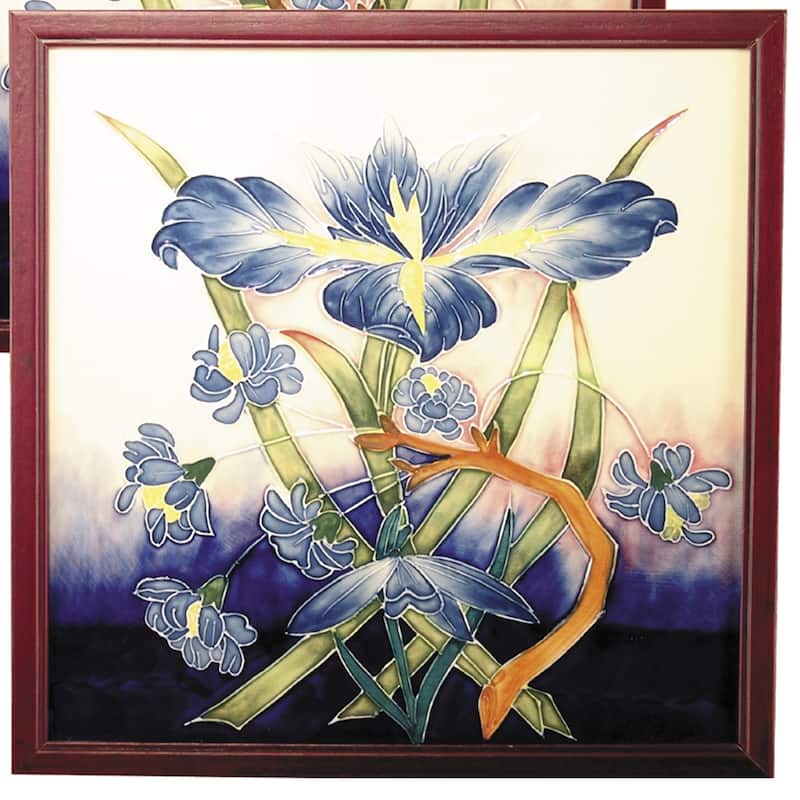Springdale 9.5 H Iris 2 Piece Hand Painted Porcelain Decorative Wall Art - Blue