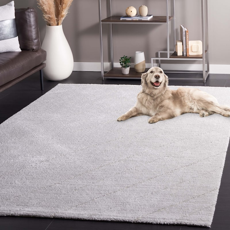 SAFAVIEH Neptune Francies Contemporary Rug - 6'7" Round - Light Grey/Grey