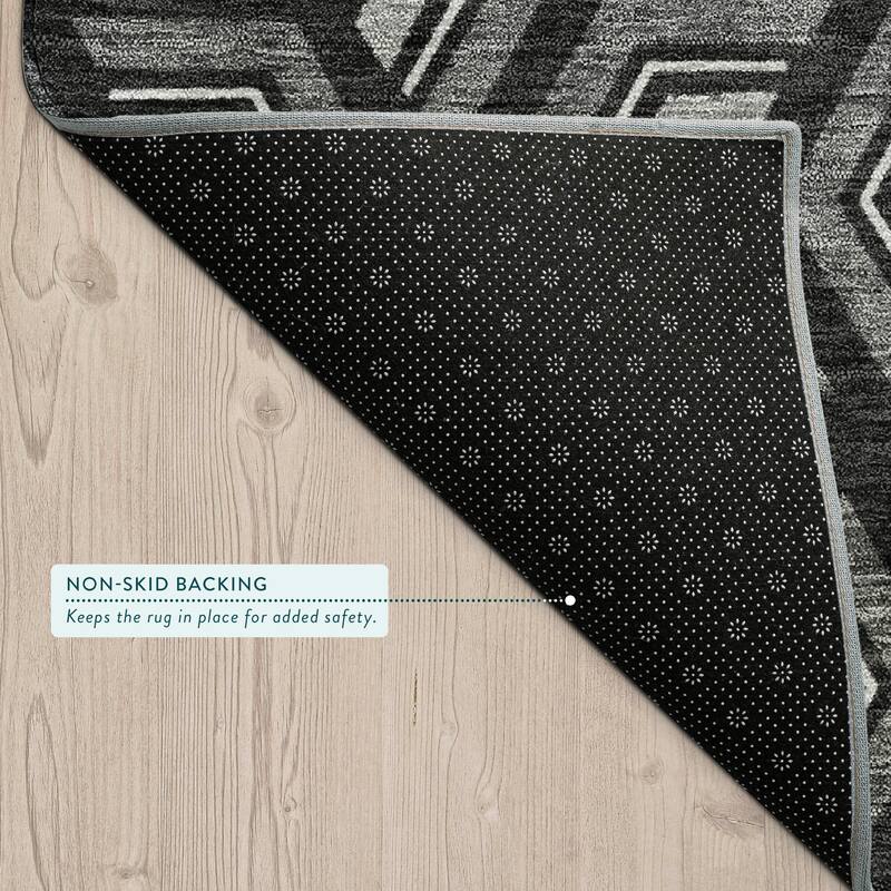 Machine Washable Indoor/ Outdoor Modern Zoa Chantille Rug