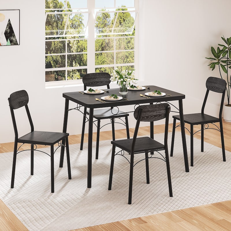 Javlergo 5 Piece Space-Saving Dining Table Set Kitchen Wood Table and Chairs for 4 Dining Room Sets