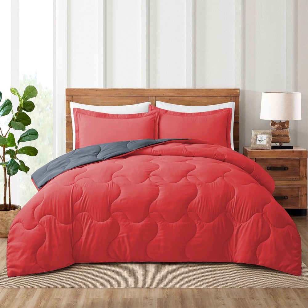 Lightweight Reversible Microfiber Down Alternative Comforter Set