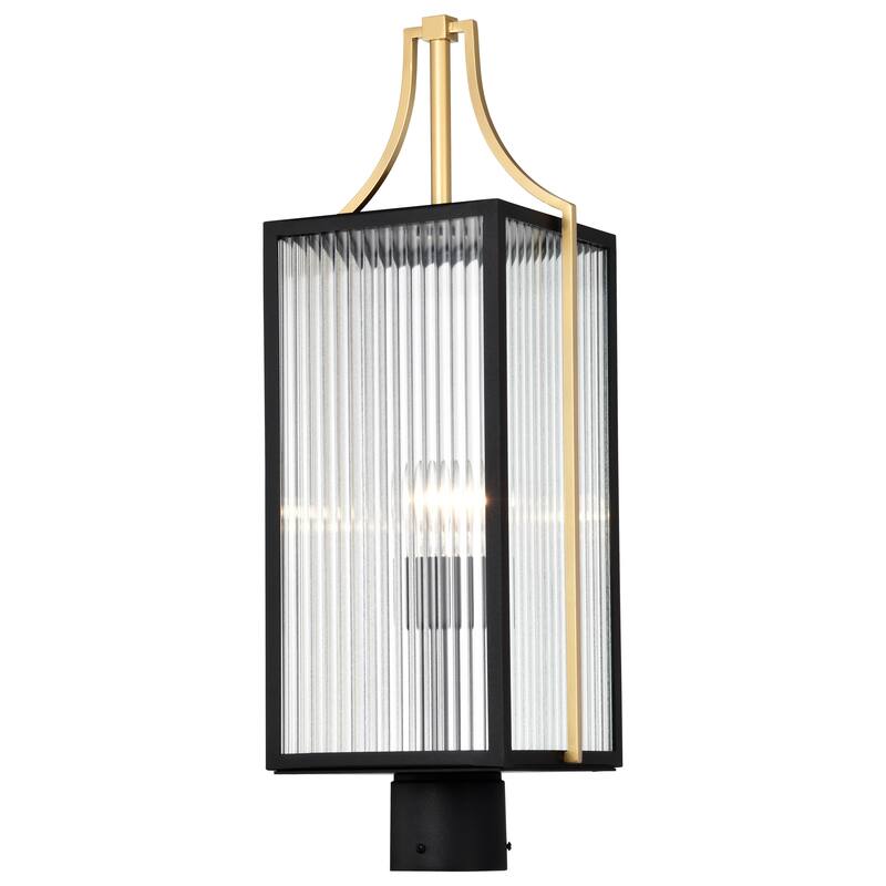 Holden Outdoor Post Lantern Gold and Black Finish Clear Glass