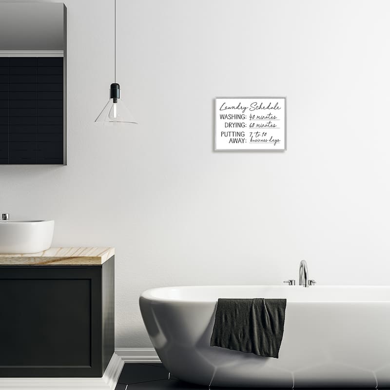 Stupell Laundry Schedule Witty Text Casual Home Sign Framed Wall Art, Design by Lettered and Lined - White