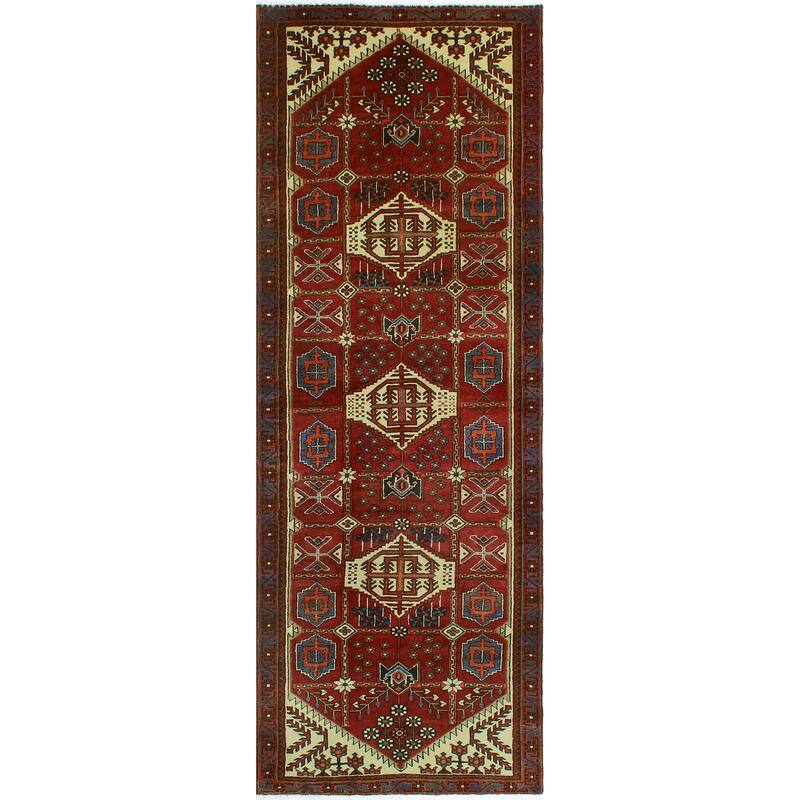 Noori Rug Fine Vintage Distressed Sayagul Red/Ivory Runner - 3'6" x 9'10"