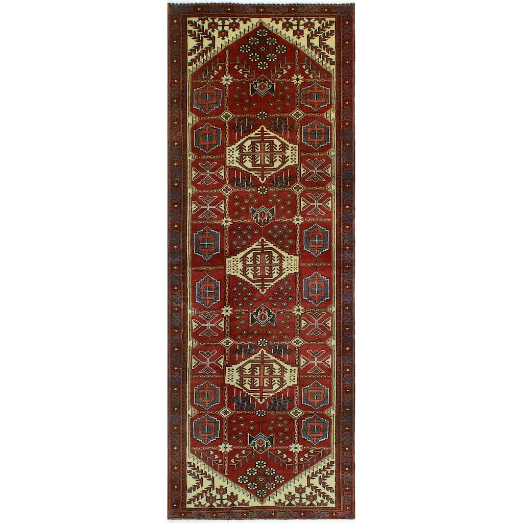 Noori Rug Fine Vintage Distressed Sayagul Red/Ivory Runner - 3'6" x 9'10"
