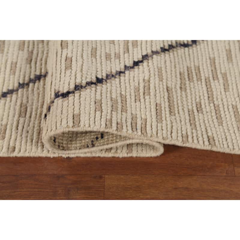 Trellis Moroccan Area Rug Hand-Knotted Wool Carpet - 6'11"x 10'9"