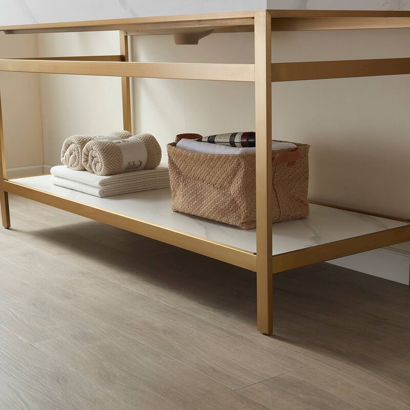 Funes 48" Single Vanity, Metal Support with Stone Top and Mirror - 48''x22''