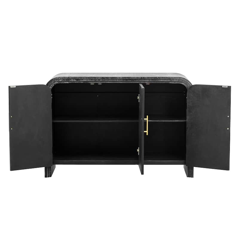 Retro Minimalist Curved Sideboard with Gold Handles and Adjustable Dividers - 47.2 in. L*15.7 in. W