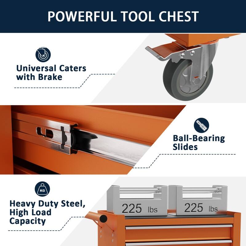 4 Drawers Rolling Tool Chest Metal Tool Cart Storage Cabinet