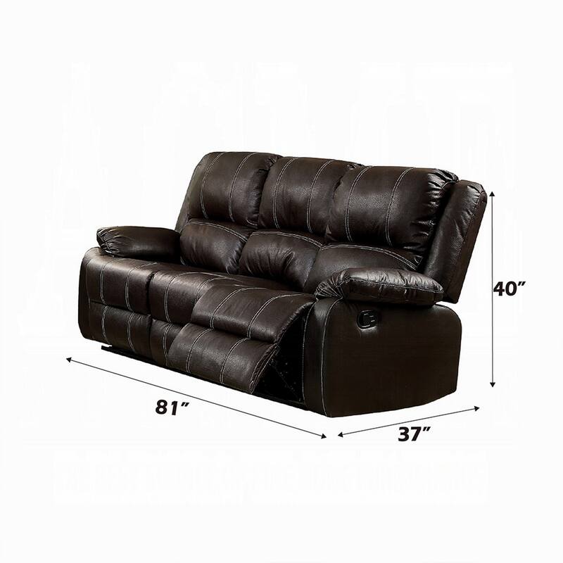 Zuru Motion Manual Recliner Sofa, 3 Seater, Plush Brown Faux Leather
