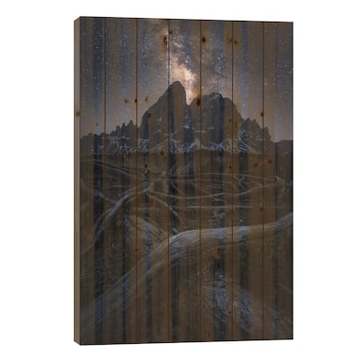 The Milky Way Above Peitlerkofel In The Dolomites Print On Wood by Daniel Gastager - Multi-Color