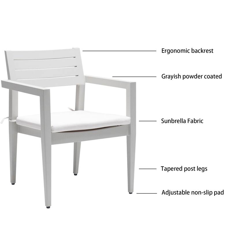 Outdoor Patio Aluminum Dining Chairs with Cushions (Set of 4)
