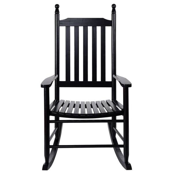 Gymax Wooden Rocking Chair Porch Rocker Armchair Balcony Deck Gymax Wooden Rocking Chair Porch Rocker