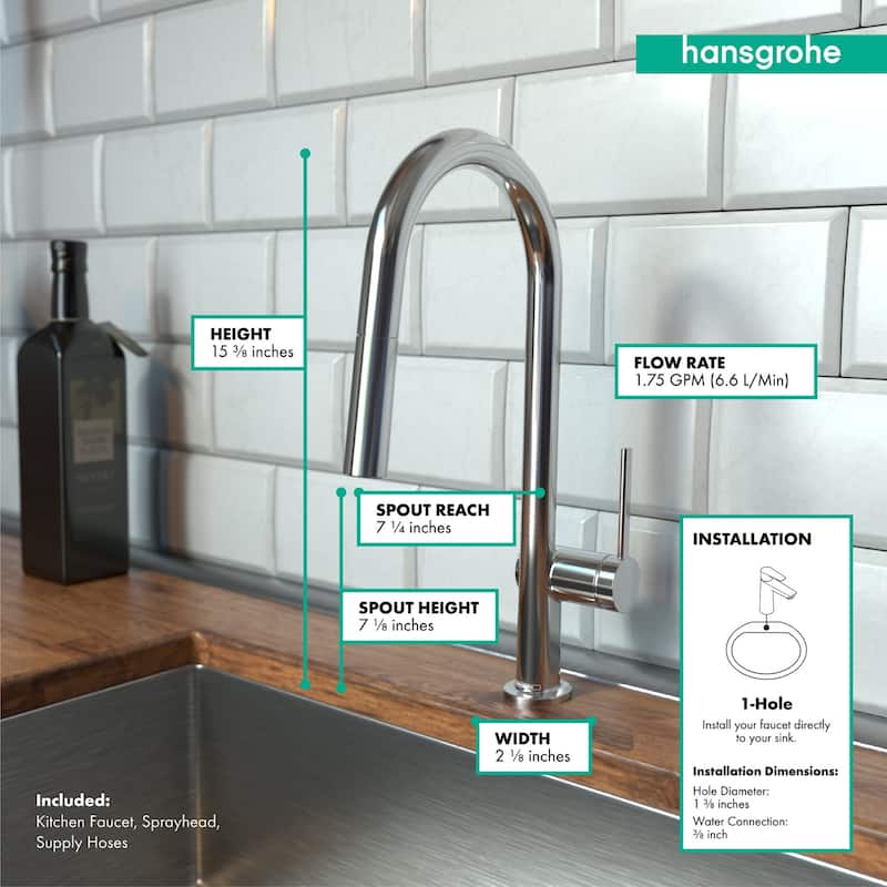 Hansgrohe Talis N 1.75 GPM Pull Down Kitchen Faucet HighArc A-Style