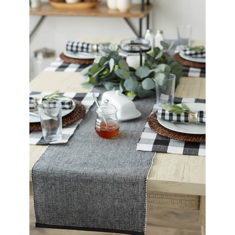 DII Black & White 2-Tone Ribbed Table Runner