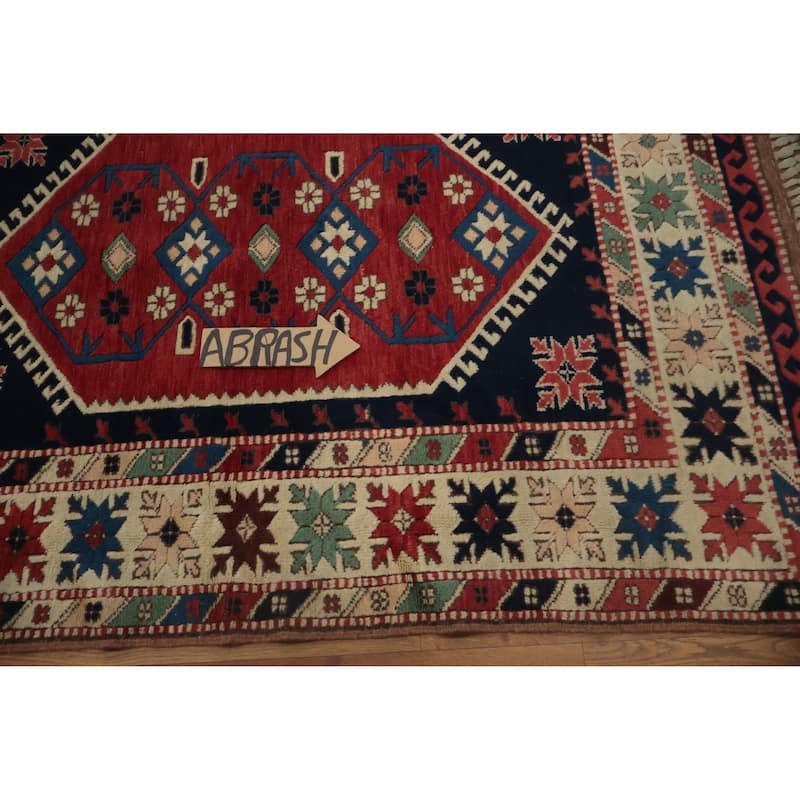 Hand Knotted Oriental 100% Wool Carpet Transitional Geometric Red Anatolian Area Rug - 5' 4'' X 3' 10''