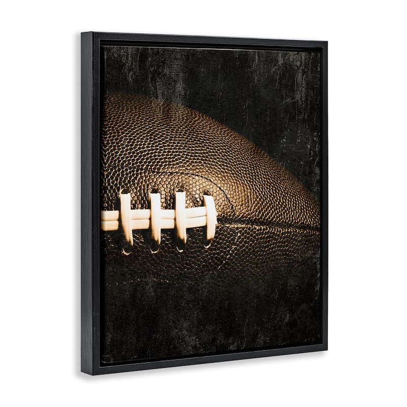 Stupell Rustic Football Close Up Framed Floater Canvas Wall Art Design By Kim Allen