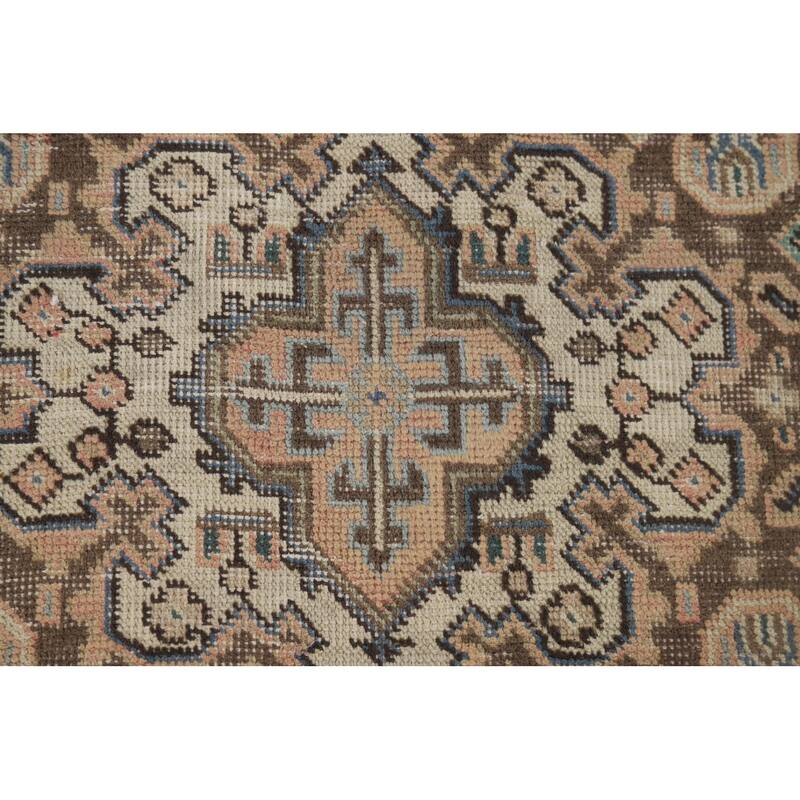 Geometric Tabriz Vintage Persian Area Rug Hand-Knotted Wool Carpet - 6'8" x 9'10"