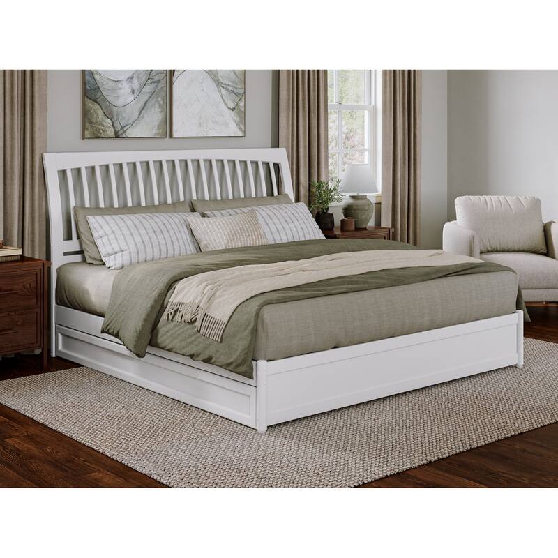 Roslyn Platform Bed with Modern Panel Footboard and Twin XL Trundle