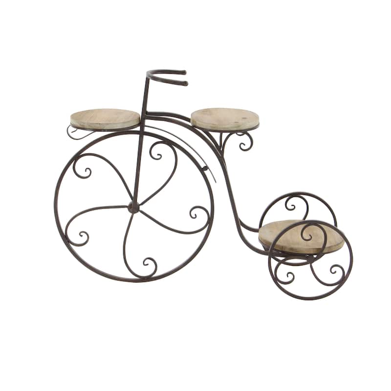 Metal Bike Indoor Outdoor 2 Tier Indoor Outdoor Plantstand - Brown - Roche River Decor