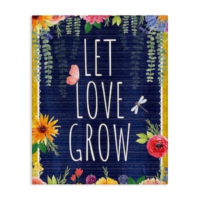 Stupell Let Love Grow Floral Border Canvas Wall Art Design By Nicole DeCamp