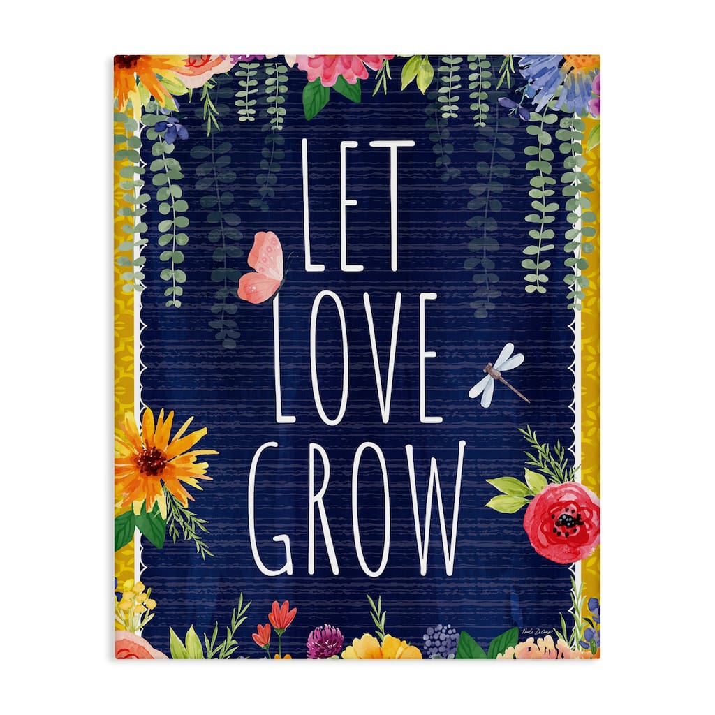 Stupell Let Love Grow Floral Border Canvas Wall Art Design By Nicole DeCamp