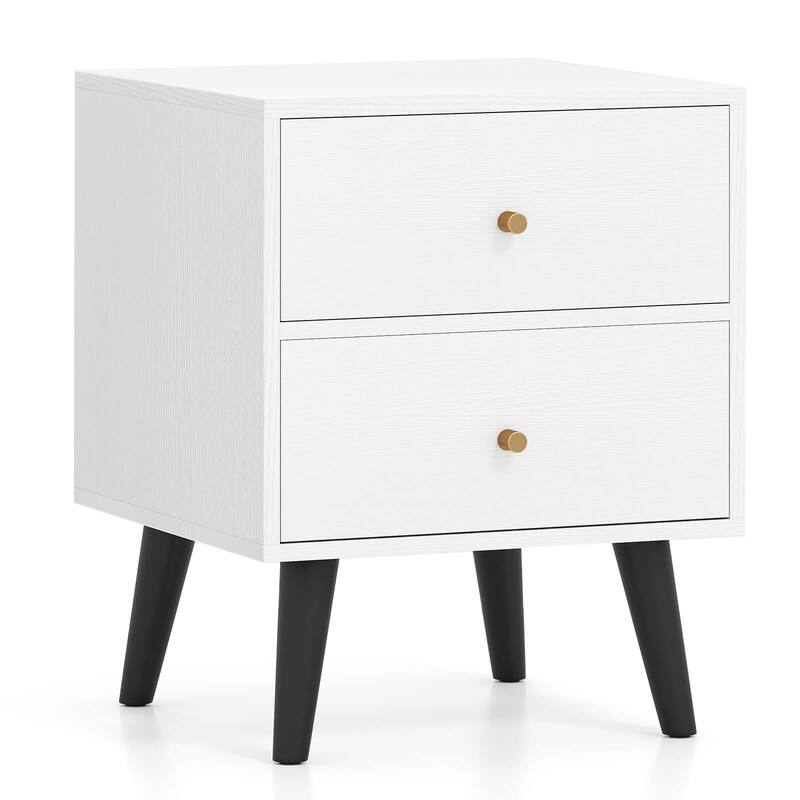Costway 1/2 PCS Nightstand with 2 Drawer with Storage, Small Accent