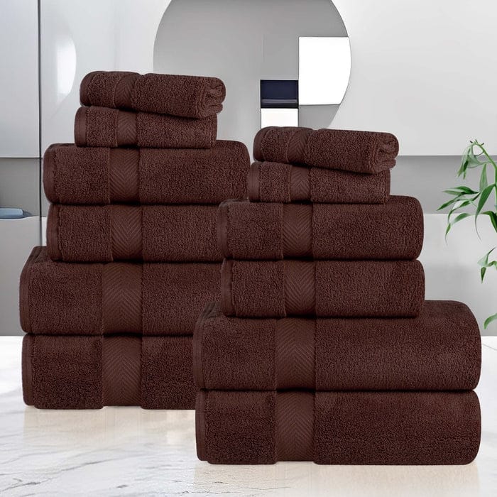 Superior Zero Twist Cotton Soft Absorbent 12 Piece Assorted Towel Set