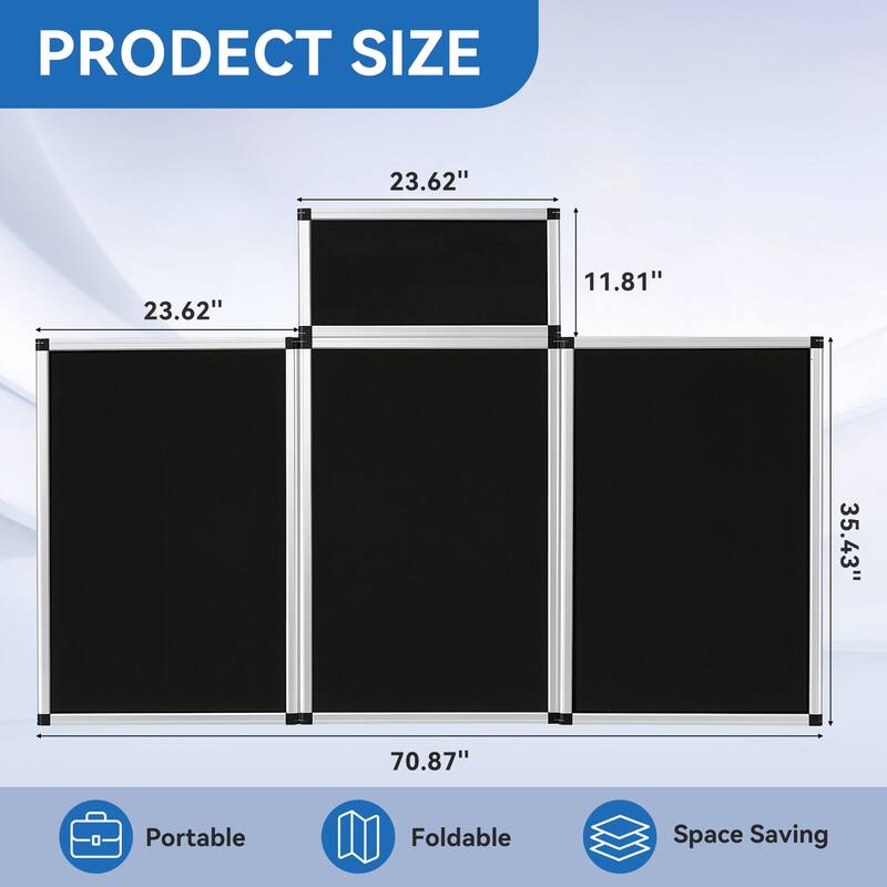 Foldable 3+1 Bulletin Board, Aluminum Foldable Display Board