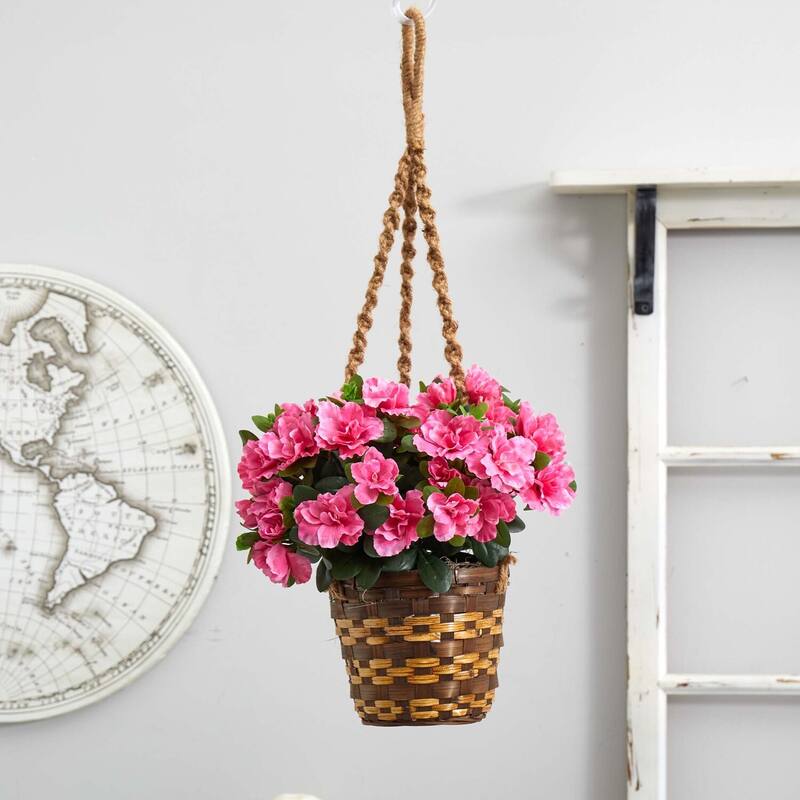Silk Hanging Basket - Modern Floral Decor - Indoor Outdoor Plant Basket - HomeStock