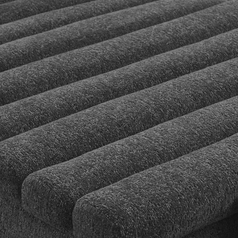 Modular Deep Seat Couches Chenille U-shaped Sleeper Sectional Sofa with Chaise, Ottoman and Wave-Shaped Armrest