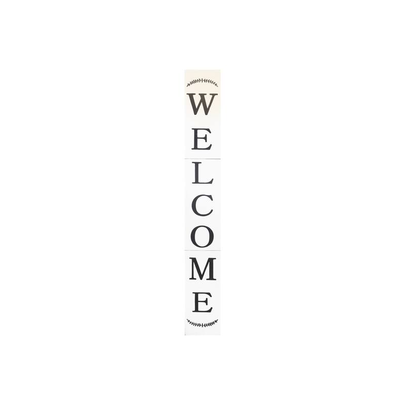 HomeRoots 72" White Solid Wood Welcome Porch Sign