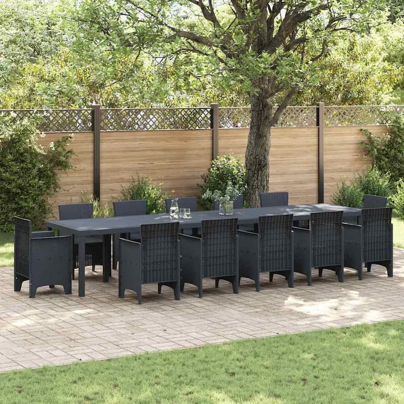 vidaXL Garden Table Anthracite/Brown poly rattan - Anthracite 157.5"