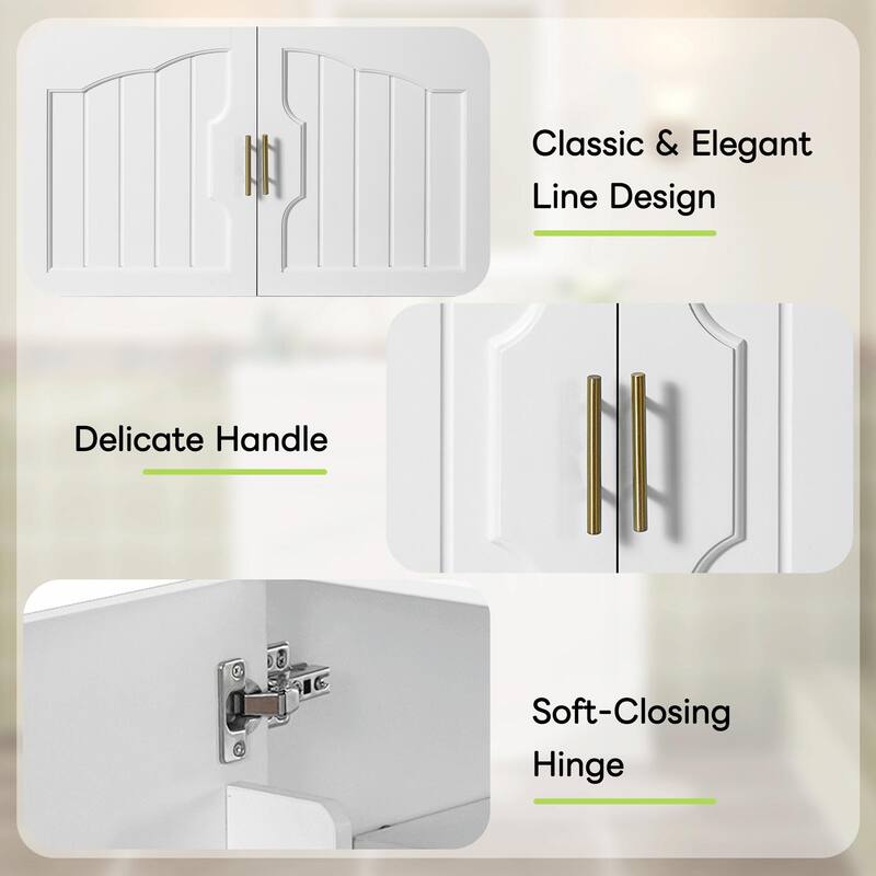 36" Luxurious Bathroom Vanity with Ceramic Sink, Bathroom Vanities Cabinet with 2 Large Soft Closing Doors