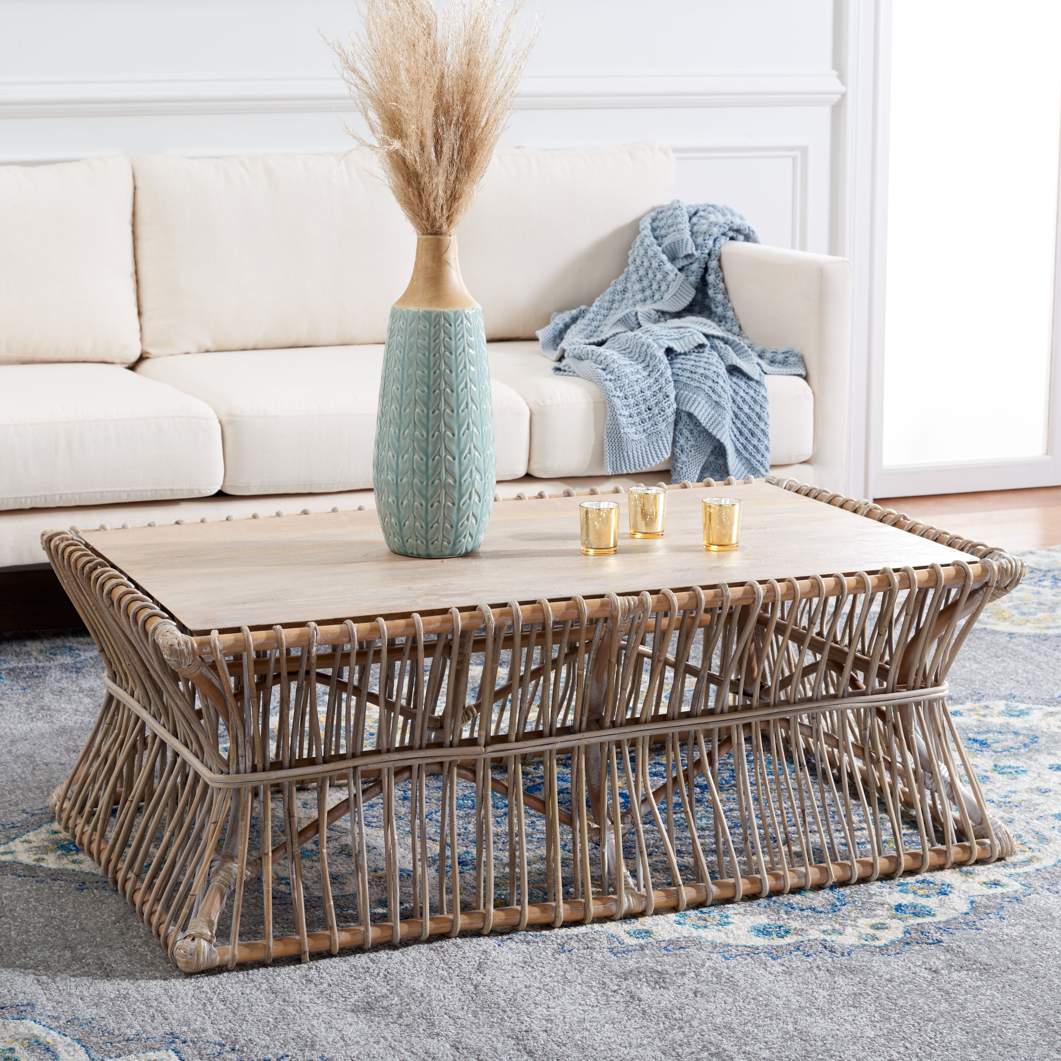 SAFAVIEH Pamala Grey Coffee Table - 43.7" x 26.2" x 15.7" - 44"W x 26"D x 16"H