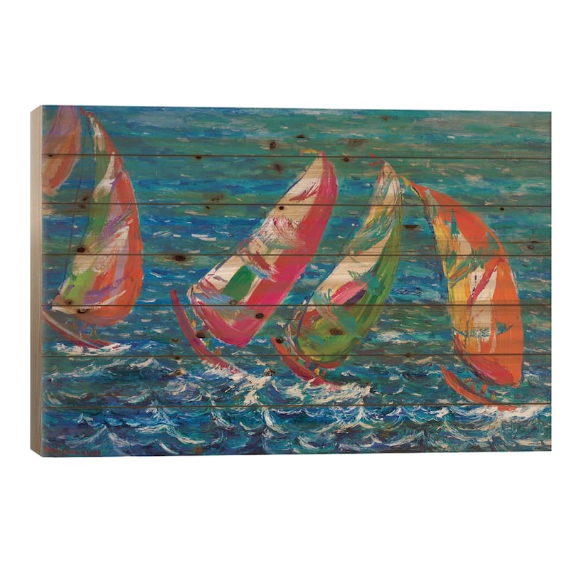 The America`s Cup, Vale Print On Wood by Peris Carbonell - Multi-Color - 18x26x1.5