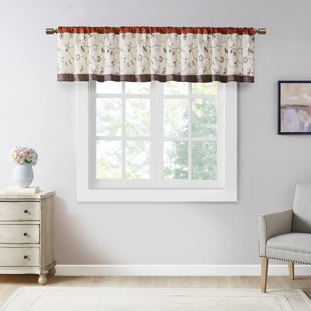 Madison Park Belle Embroidered Window Valance - Spice