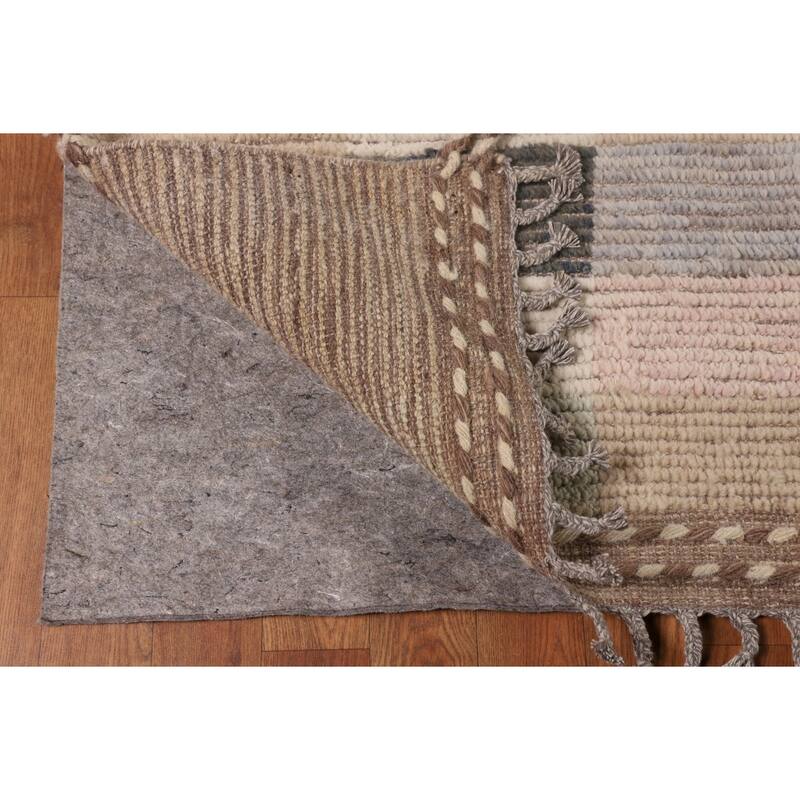 All-Over Checkered Moroccan Area Rug Handmade Wool Carpet - 8'9"x 11'11"