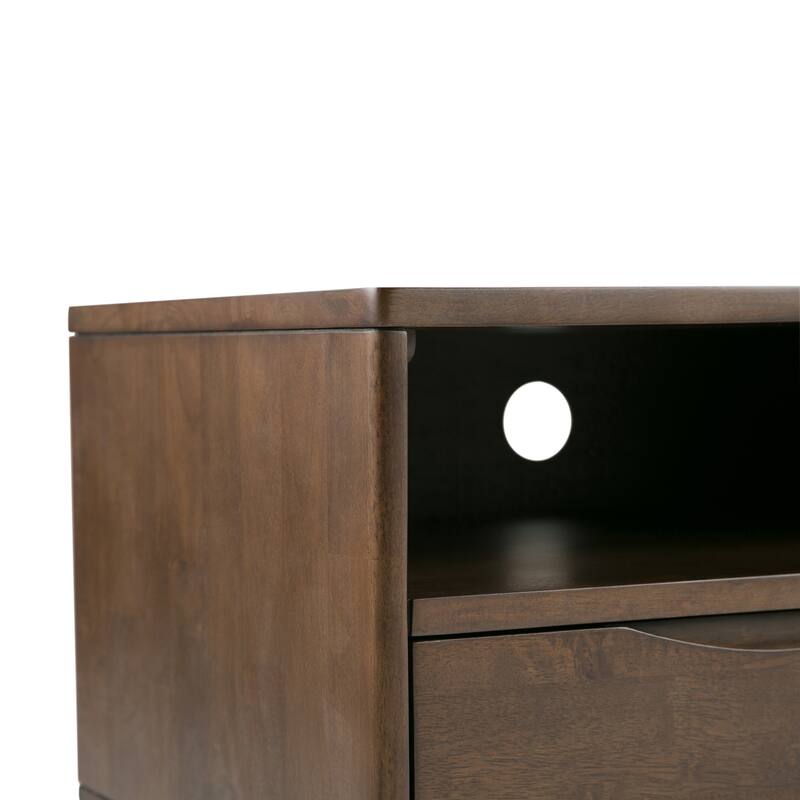 WYNDENHALL Pearson SOLID HARDWOOD 60 inch Wide Mid Century Modern TV Media Stand For TVs upto 65 inches - 60"w x 19"d x 22" h